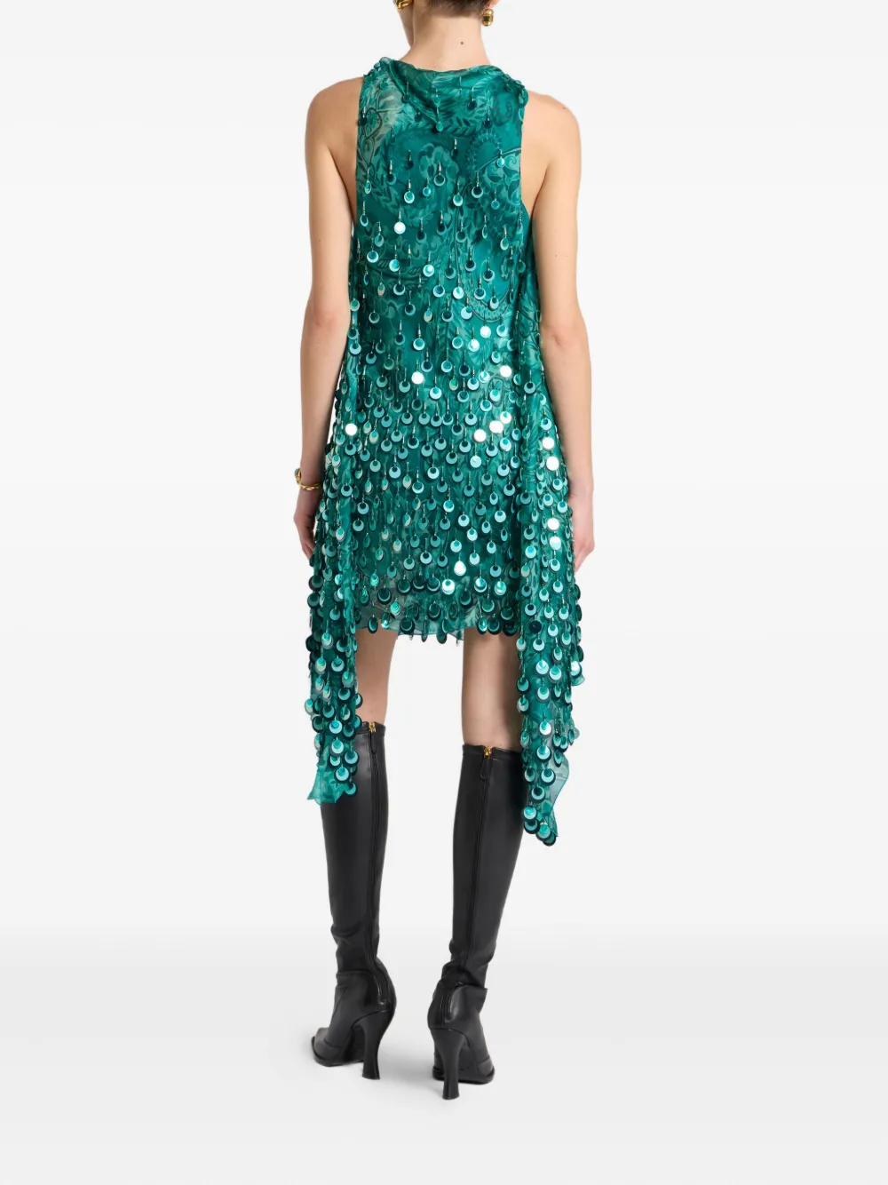 Etro Silk Mini Dress With Sequin Embroidery In Black