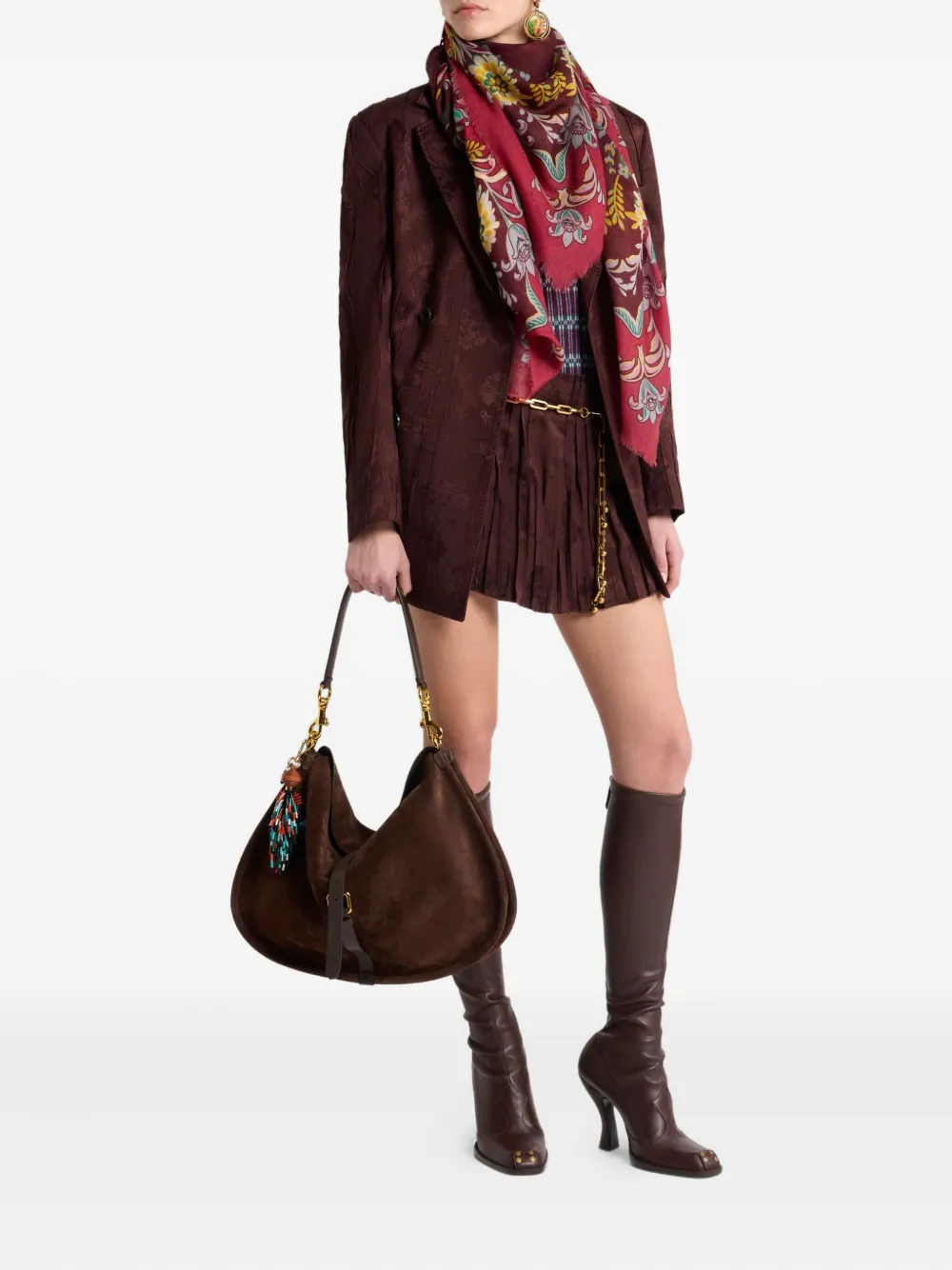 ETRO pleated floral skirt - Bruin