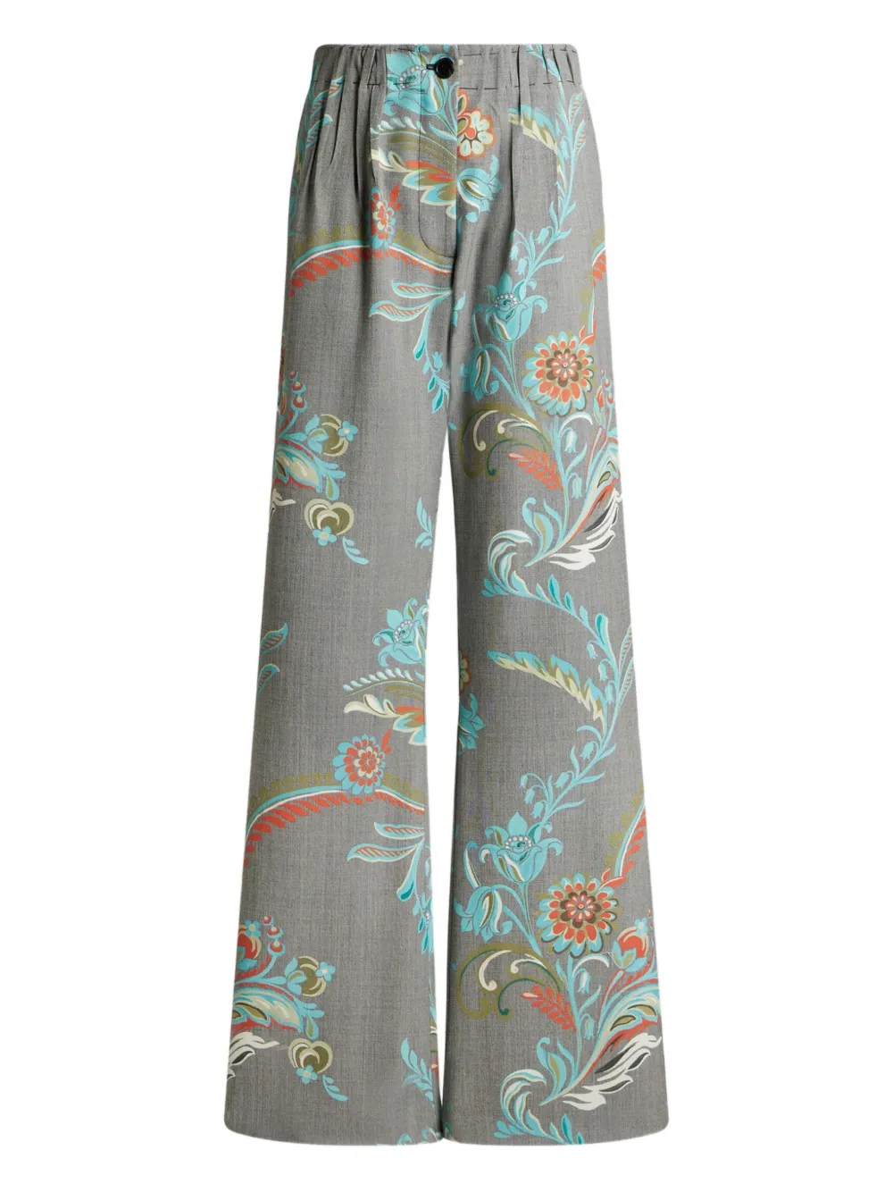 ETRO floral-print pleated trousers Grijs