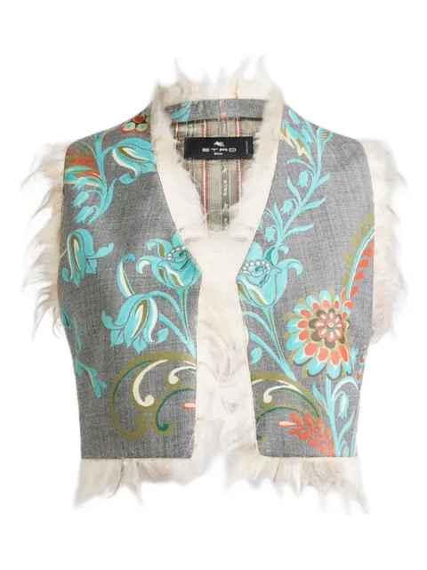 ETRO floral-print fringed waistcoat