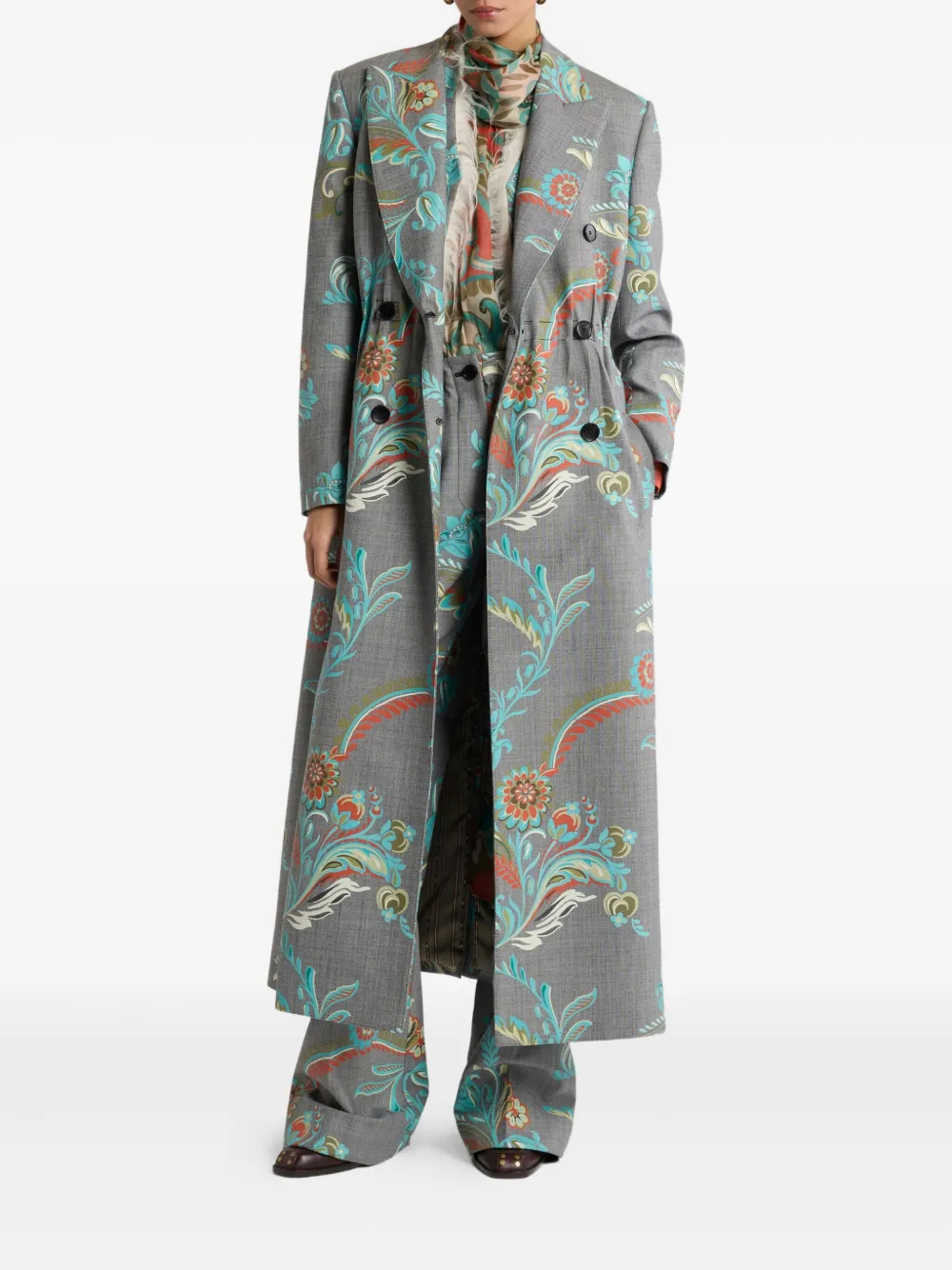 ETRO Gilet met bloemenprint en franje Grijs