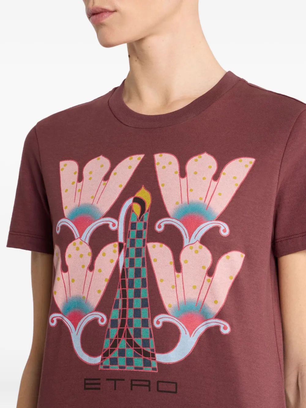 ETRO floral-print graphic T-shirt Bruin