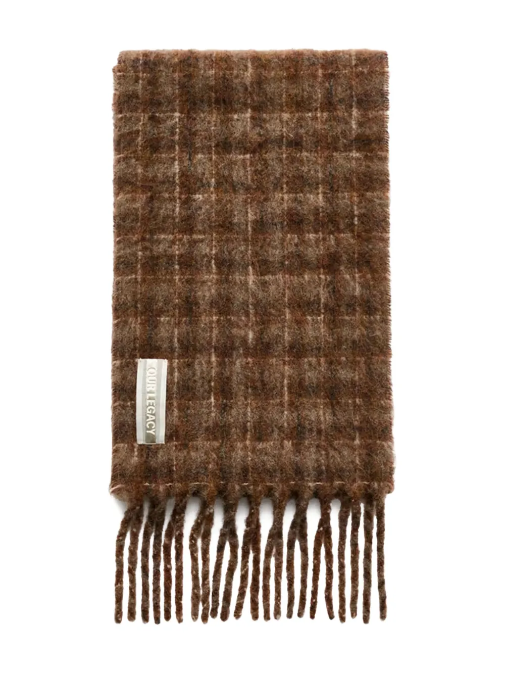 checked fringed scarf