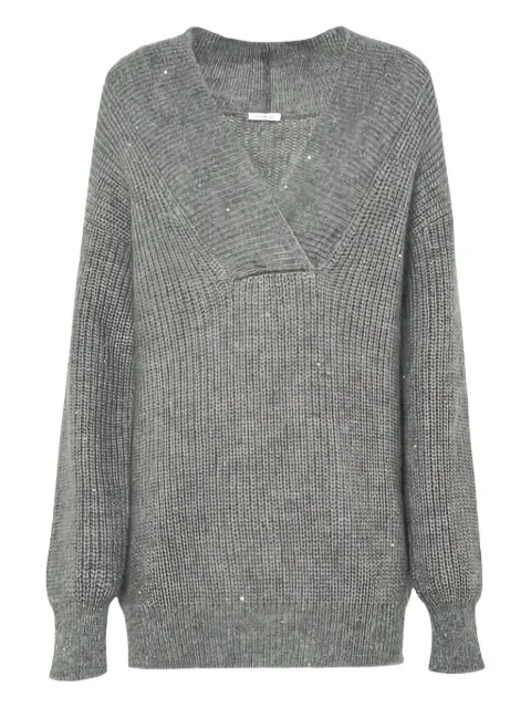 Malo sequin-embellished V-neck sweater