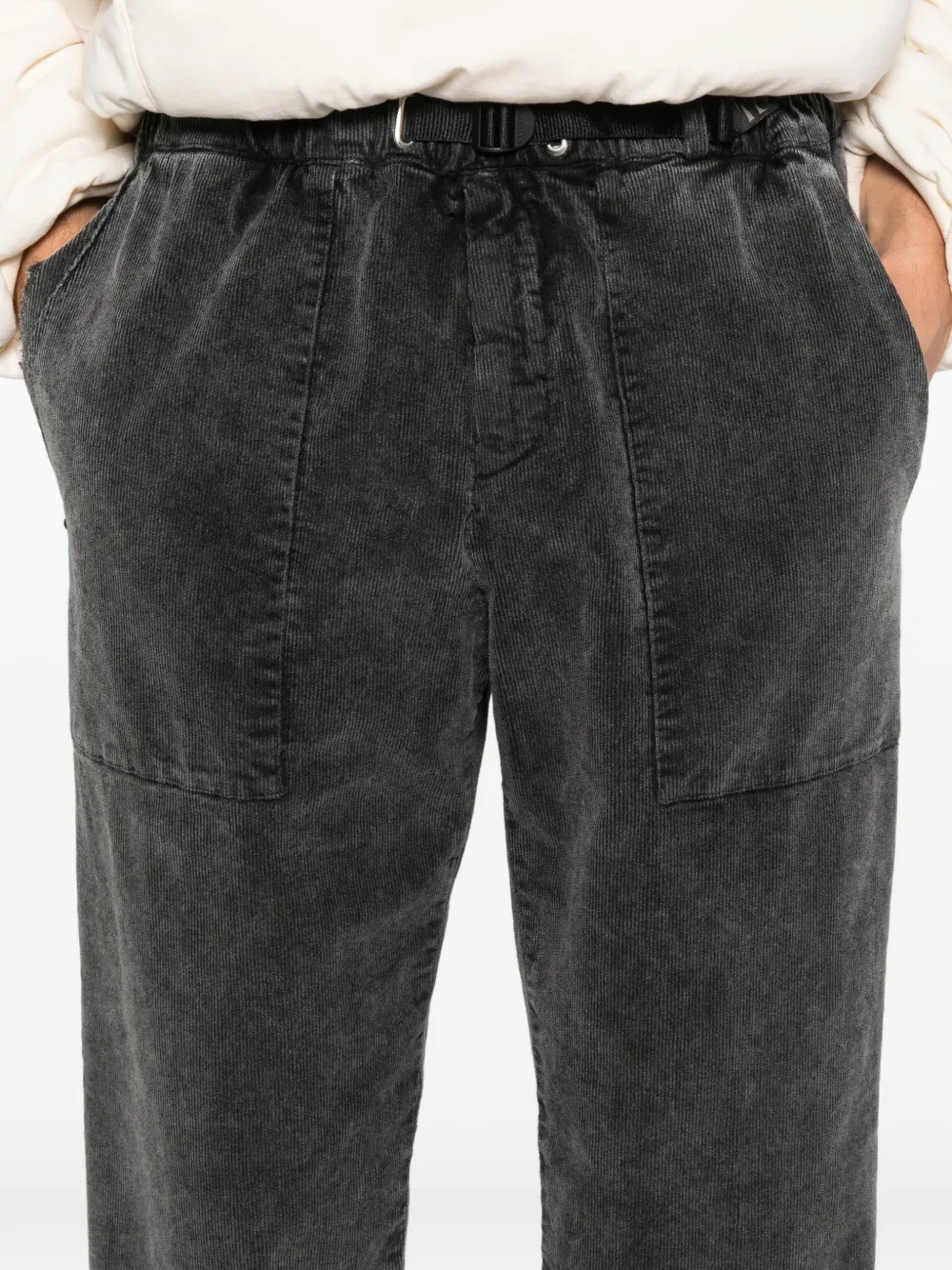 Whitesand Belted Corduroy Trousers In Gray