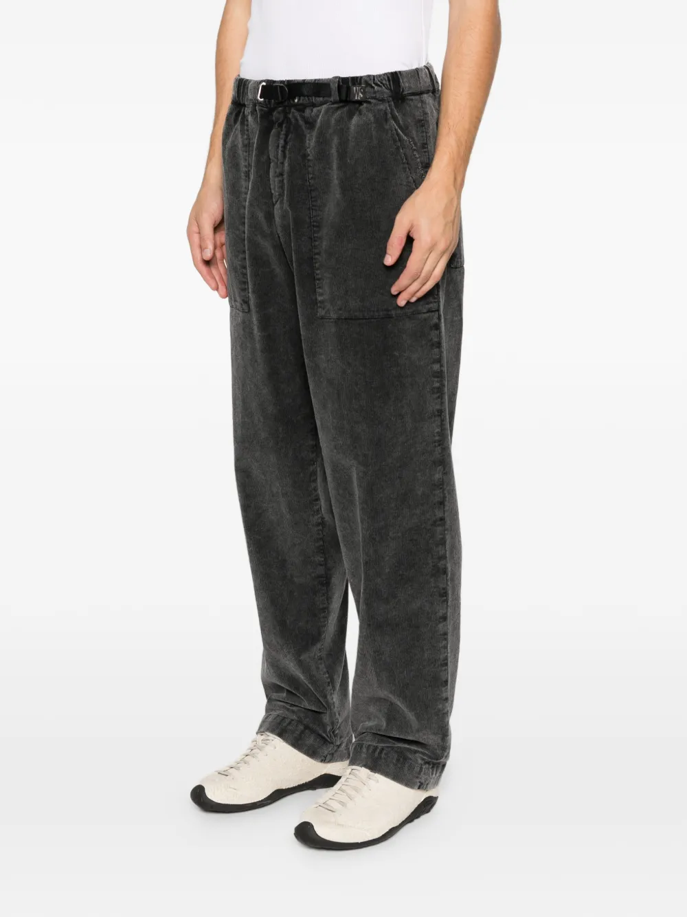 Whitesand Belted Corduroy Trousers In Gray