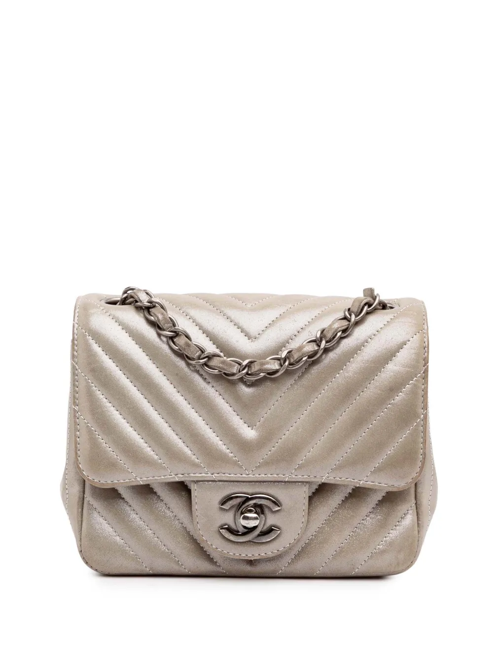 CHANEL Pre-Owned 2016-2017 Mini Square Classic Chevron Iridescent CHANEL Pre-Owned 2016-2017 Mini Square Classic Chevron Iridescent