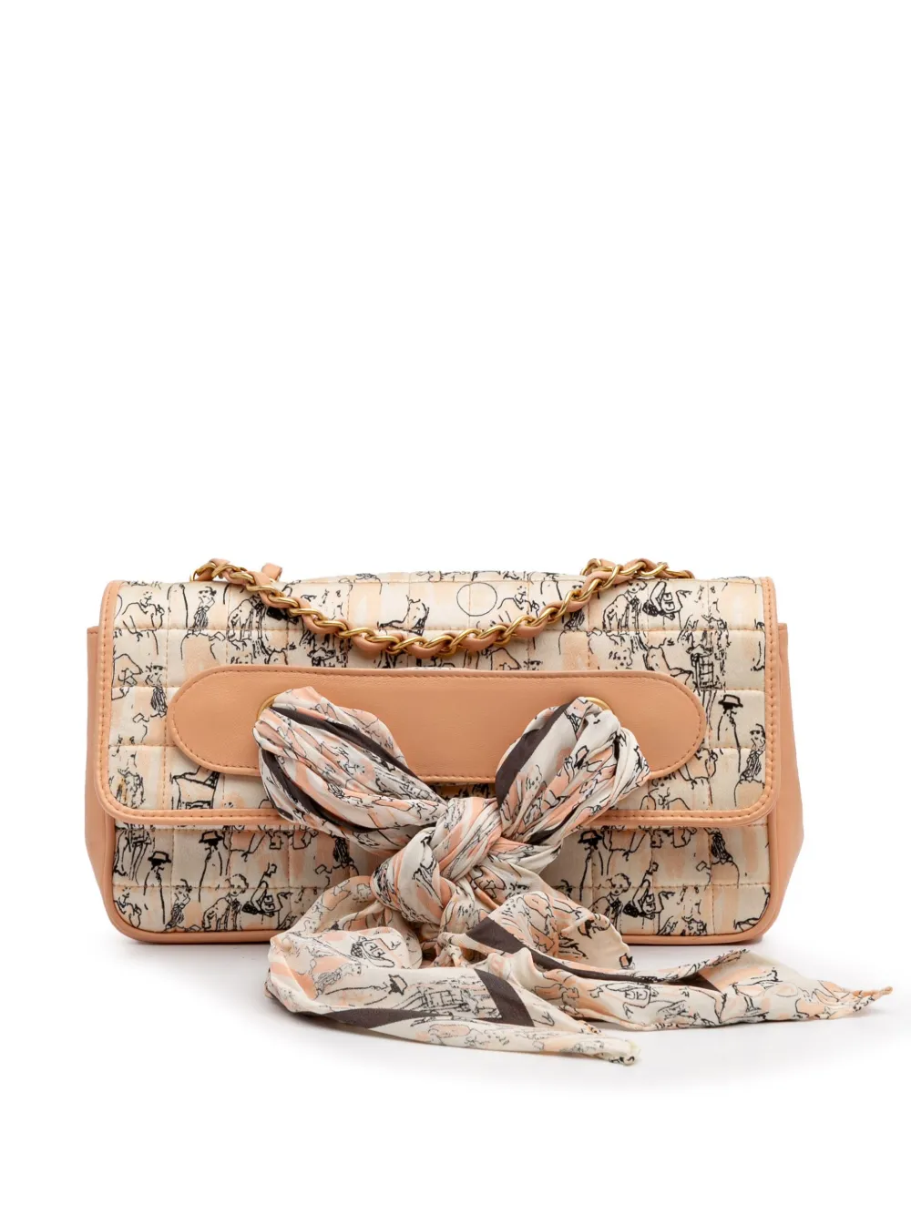 CHANEL Pre-Owned 2003-2004 Silk and Lambskin Coco Mademoiselle Scarf CHANEL Pre-Owned 2003-2004 Silk and Lambskin Coco Mademoiselle Scarf