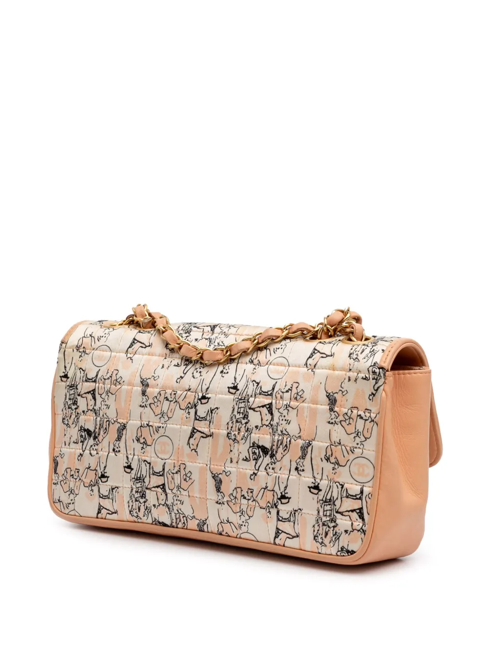 Pre-owned Chanel 2003-2004 Silk And Lambskin Coco Mademoiselle Scarf Flap Shoulder Bag In Orange
