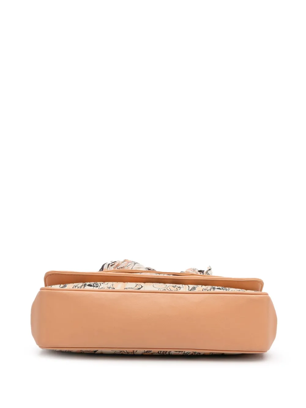 Pre-owned Chanel 2003-2004 Silk And Lambskin Coco Mademoiselle Scarf Flap Shoulder Bag In Orange
