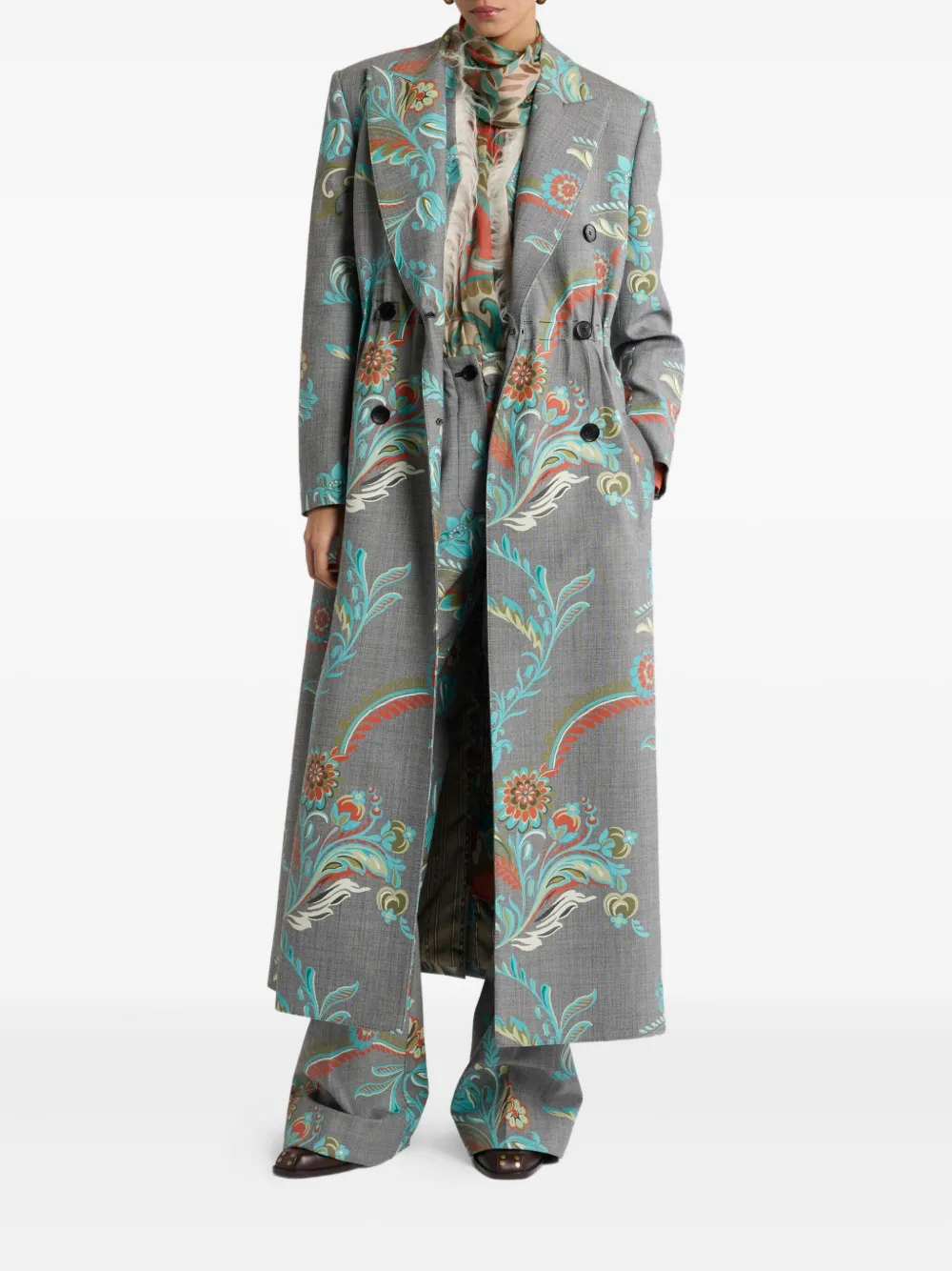 ETRO Blouse met hoge hals en paisley-print - Rood
