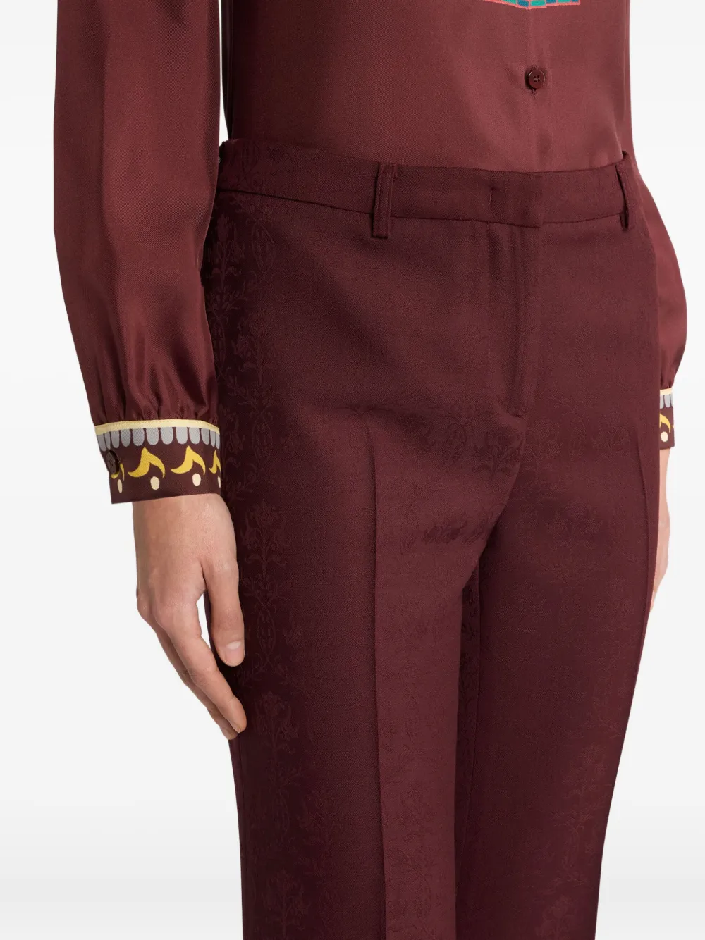 ETRO Pantalon met paisley-jacquard Rood