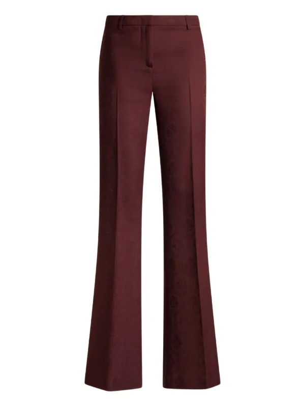 Etro Cool Wool Jacquard Trousers in Red