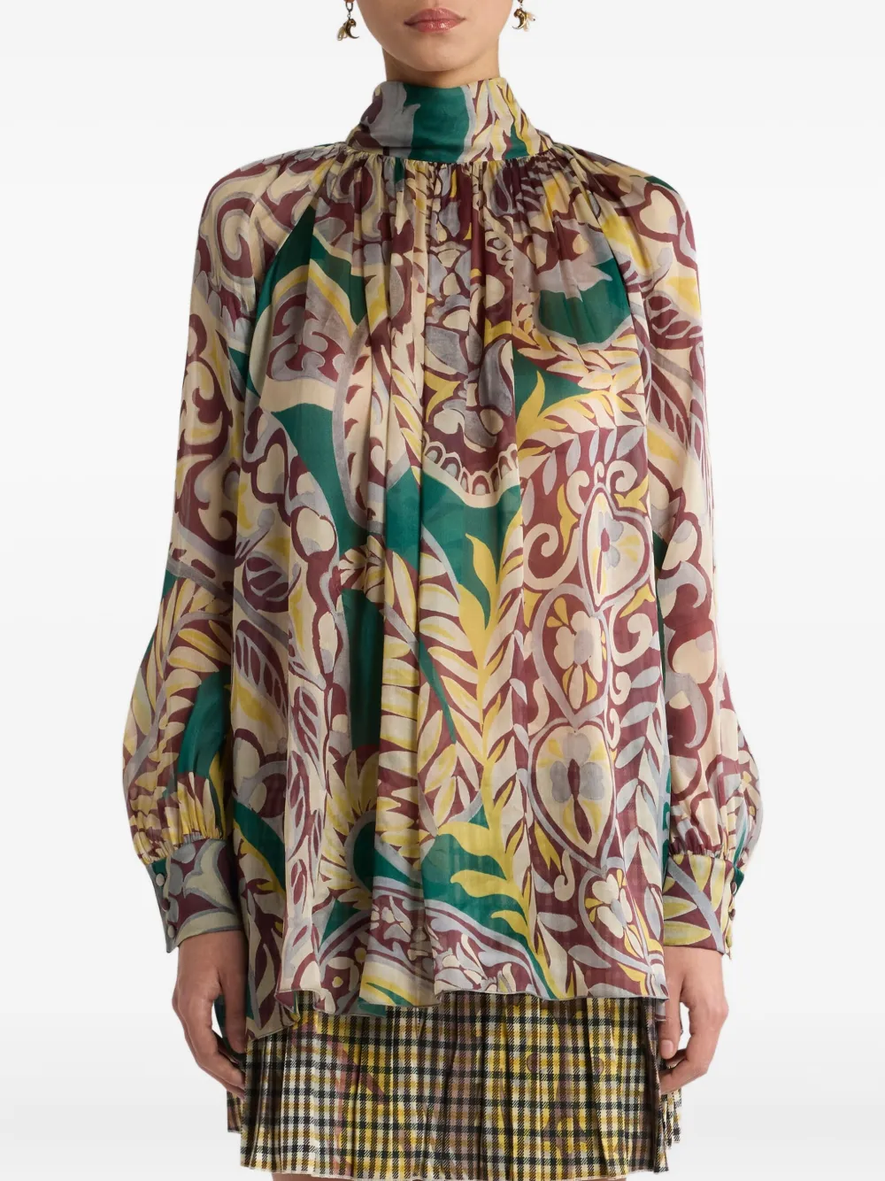 Etro Floral-print Turtleneck Blouse In Multi