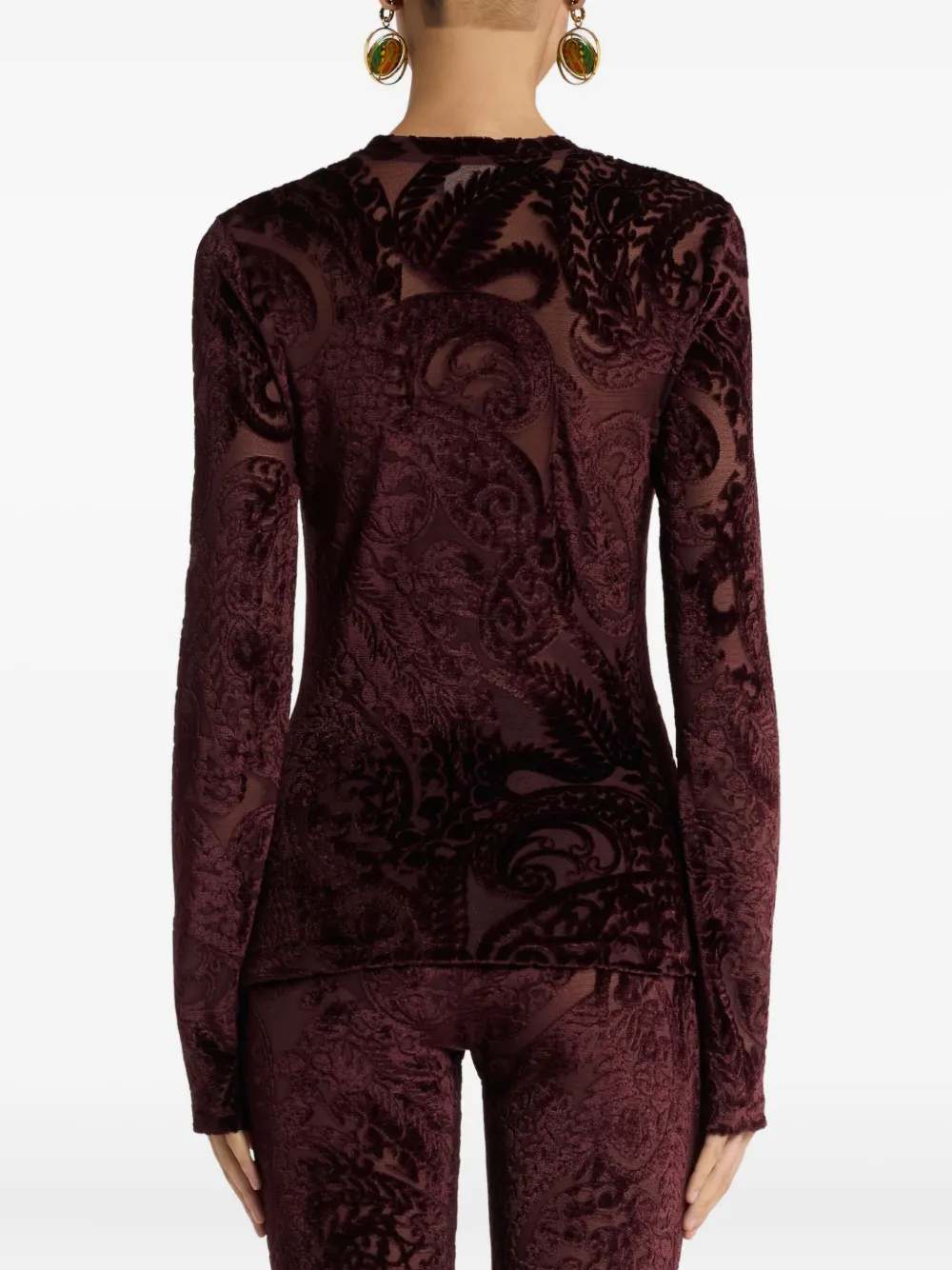 ETRO paisley-jacquard velvet top Bruin