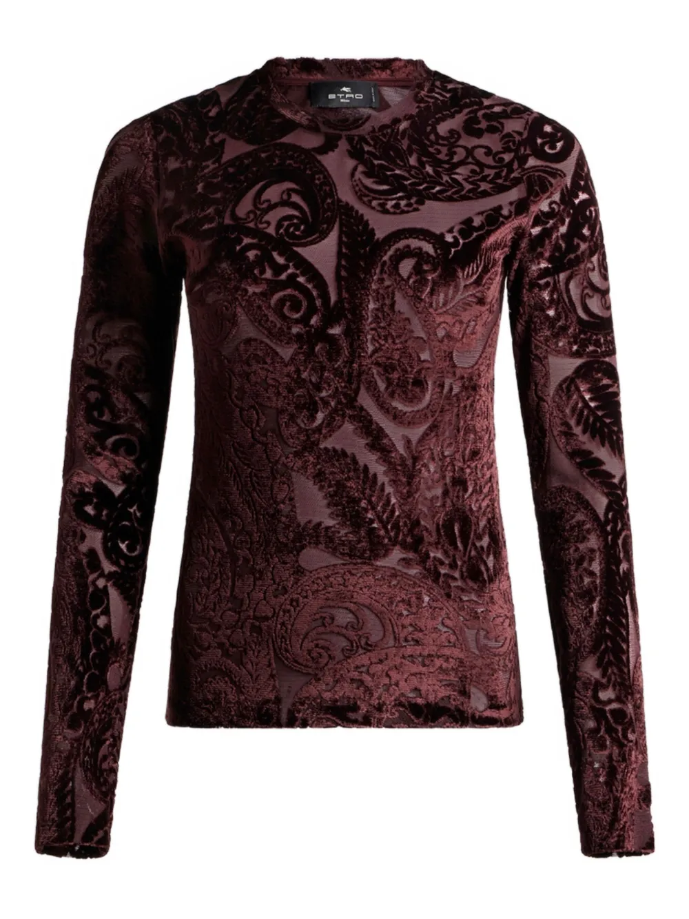 paisley-jacquard velvet top