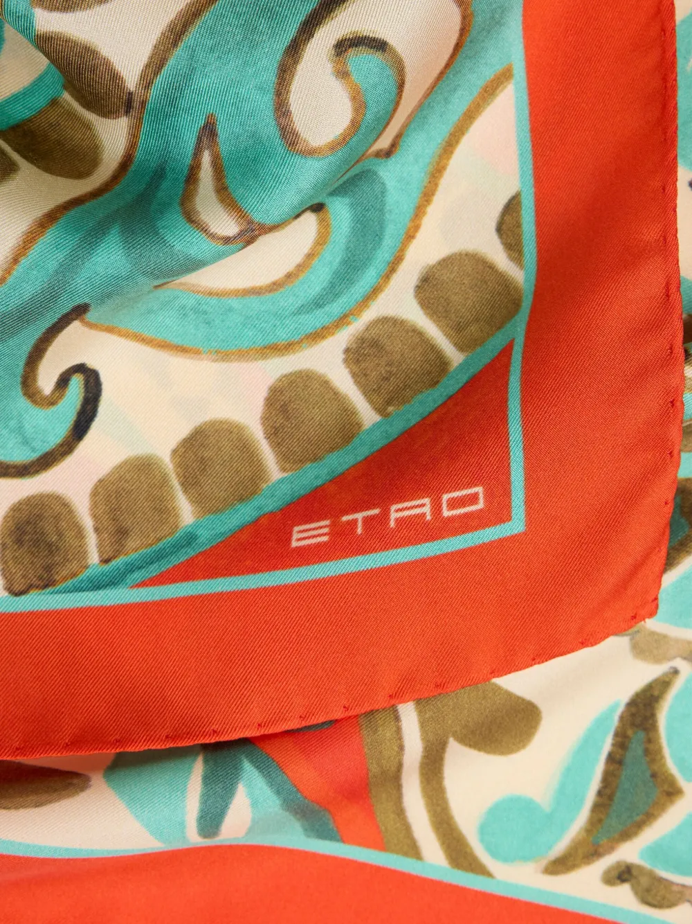 ETRO paisley silk scarf Oranje