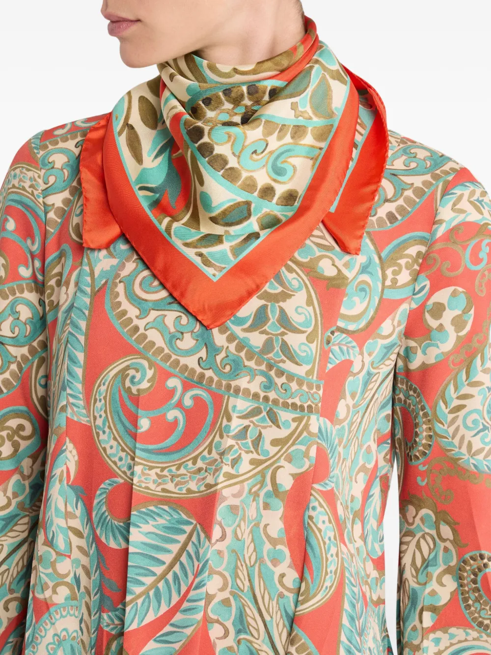 ETRO paisley silk scarf Oranje