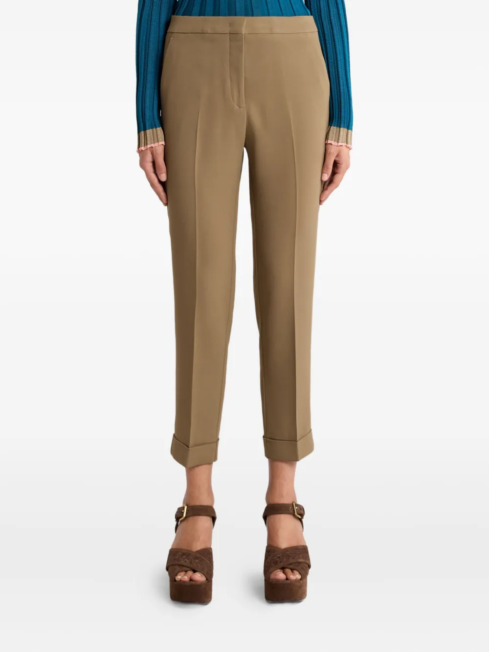 ETRO Cady cigarette cuffed trousers Beige