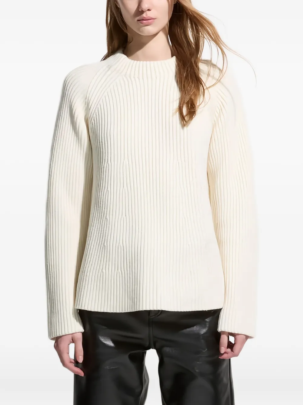 Malo ribbed crew-neck sweater Wit