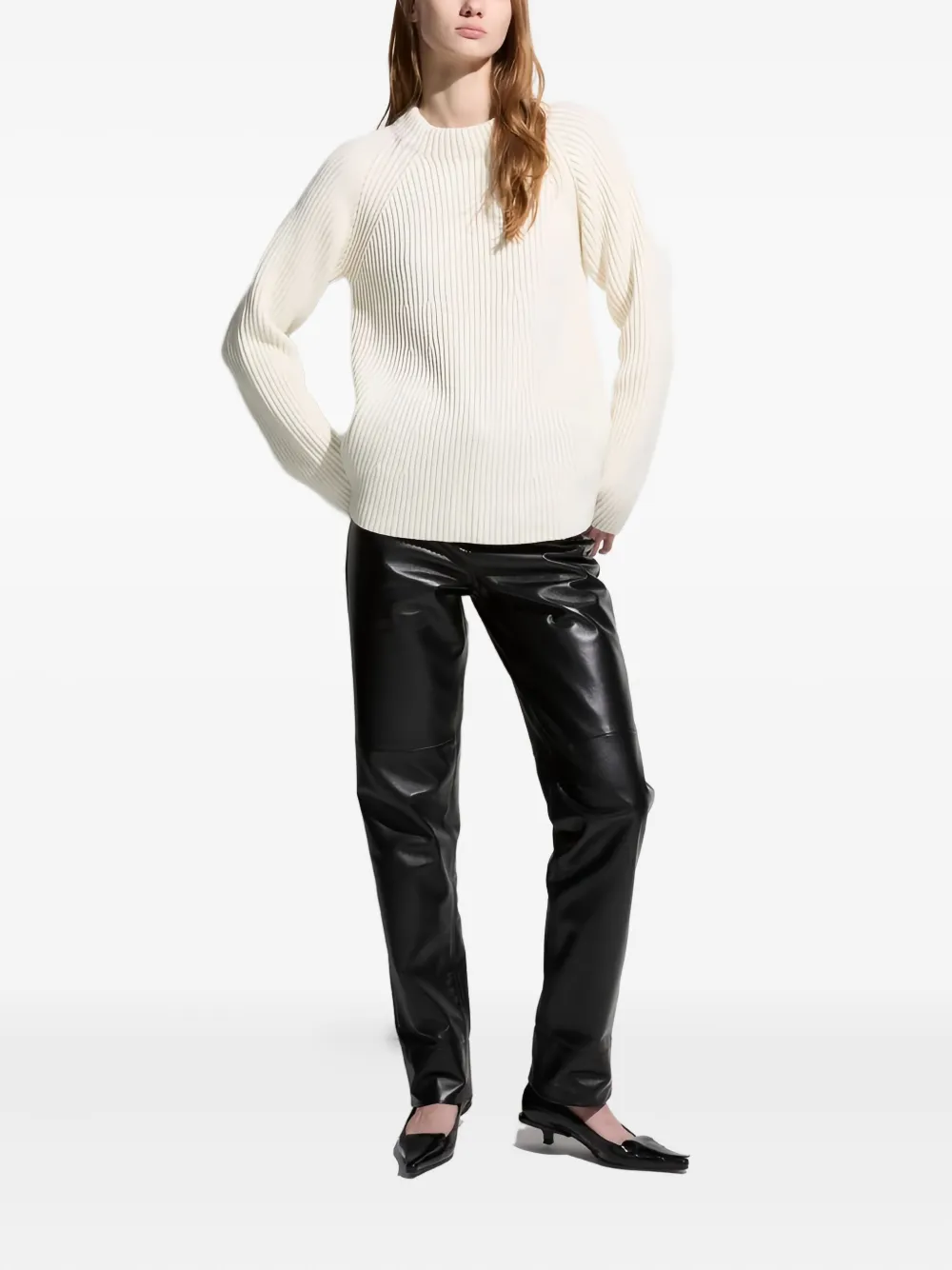Malo ribbed crew-neck sweater Wit