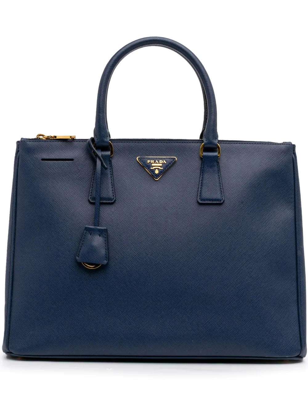 Pre-owned Prada 2000-2025 Large Saffiano Lux Galleria Double Zip Tote Bag In Blue