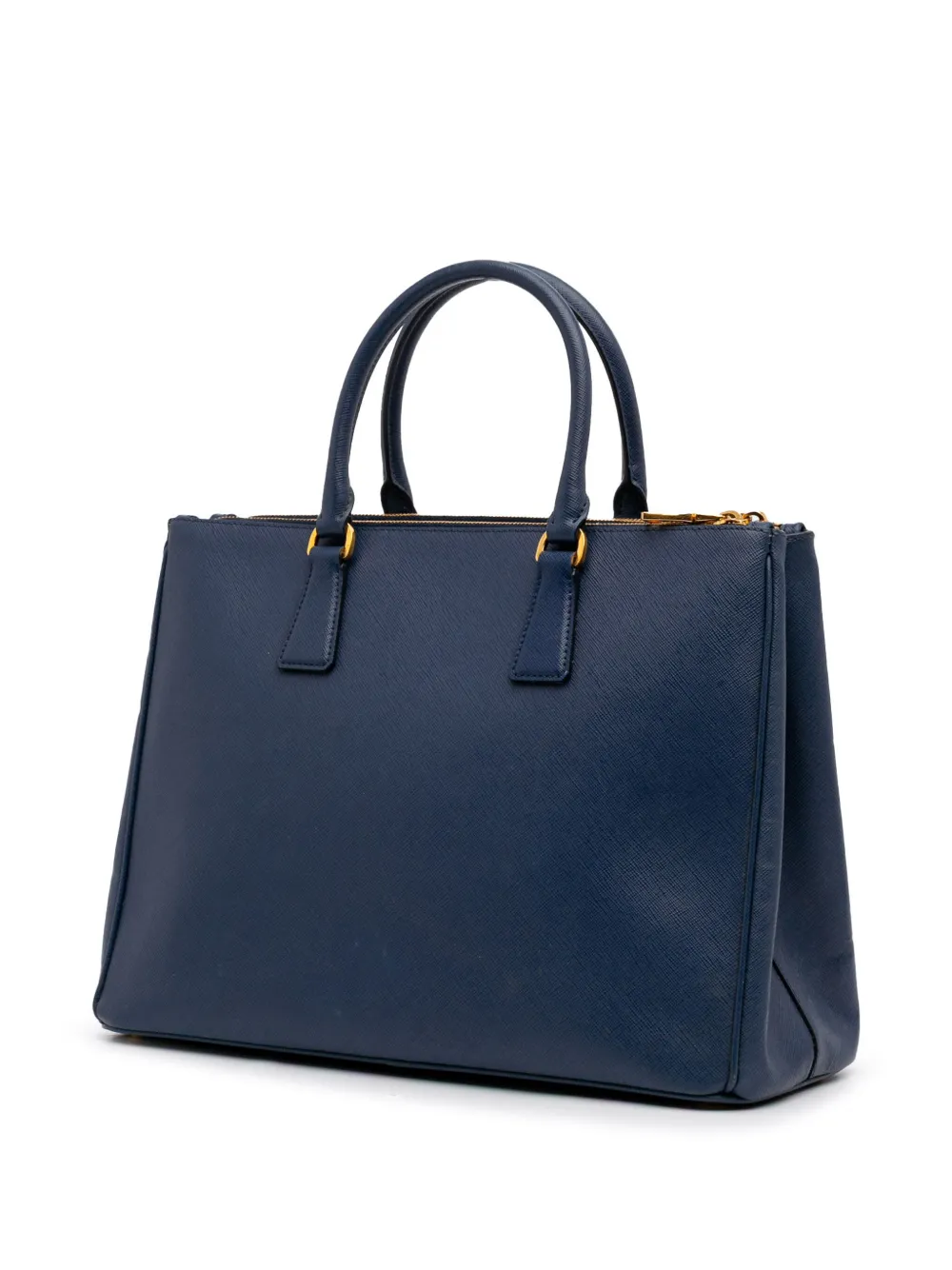 Pre-owned Prada 2000-2025 Large Saffiano Lux Galleria Double Zip Tote Bag In Blue