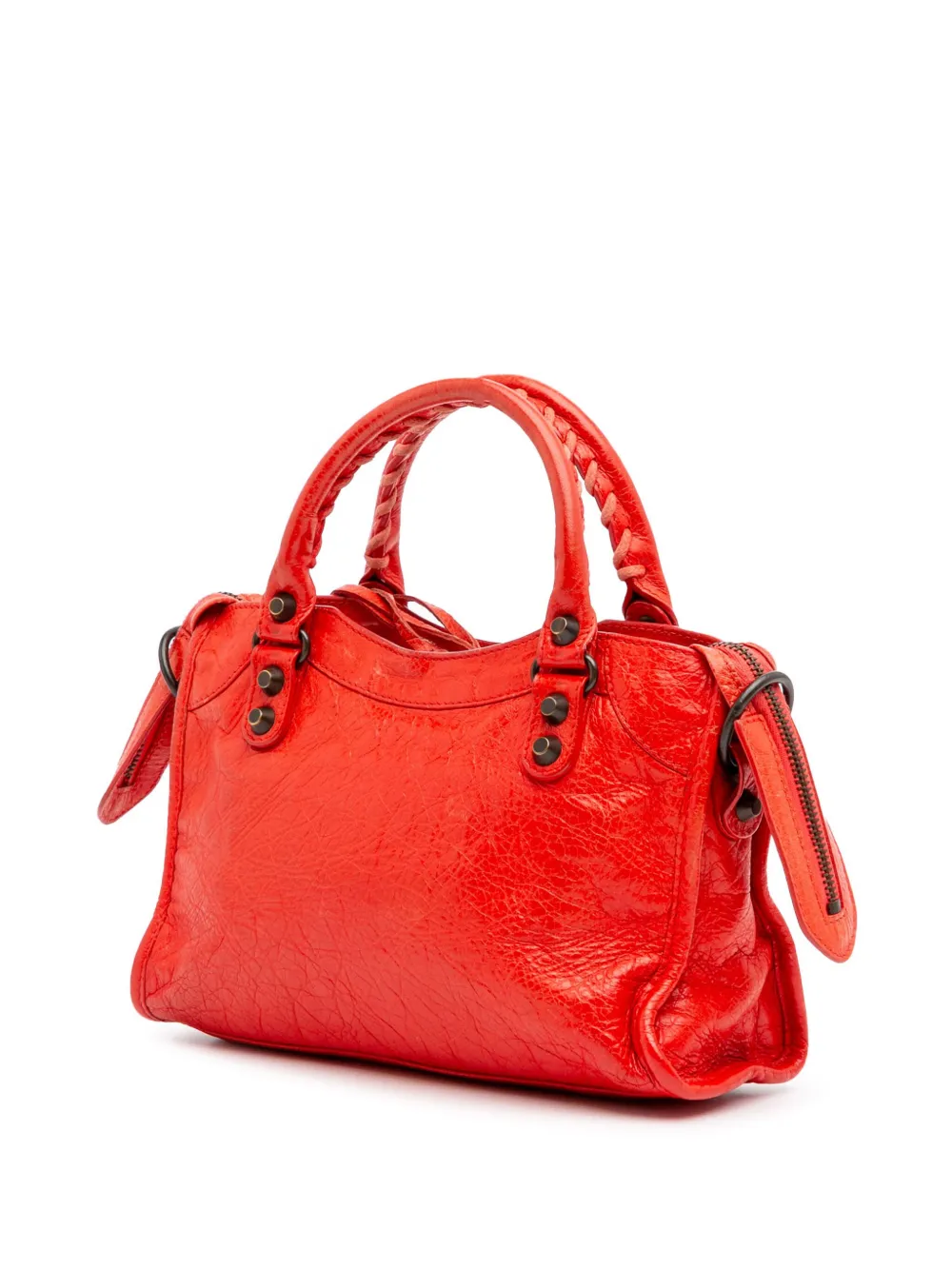 Pre-owned Balenciaga 2013 Mini Lambskin Motocross Classic City Satchel In Red
