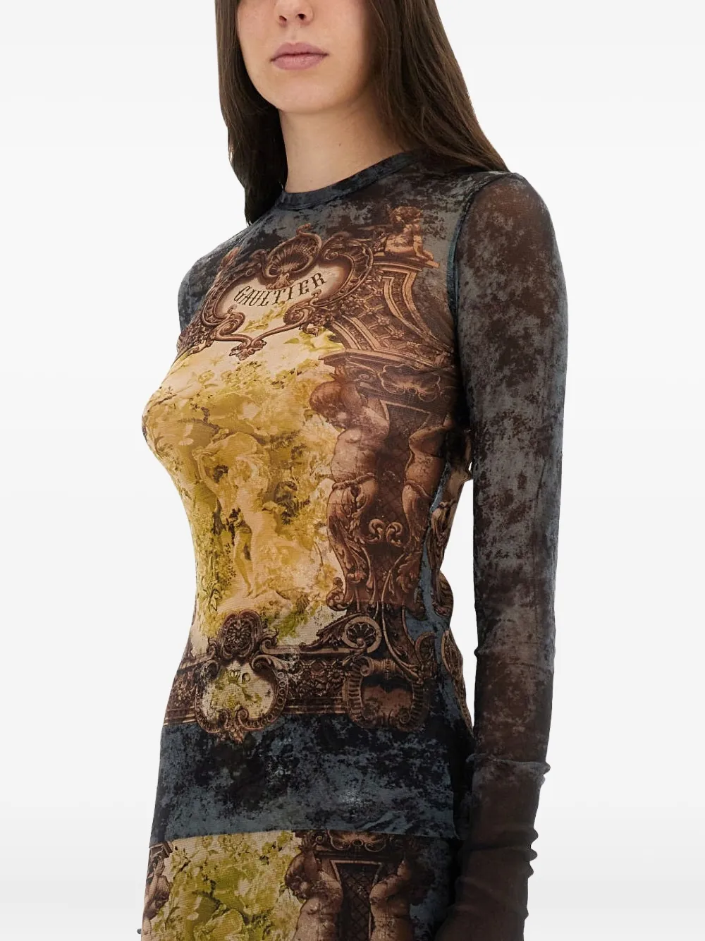 Jean Paul Gaultier Printed Long-sleeve T-shirt In Brown