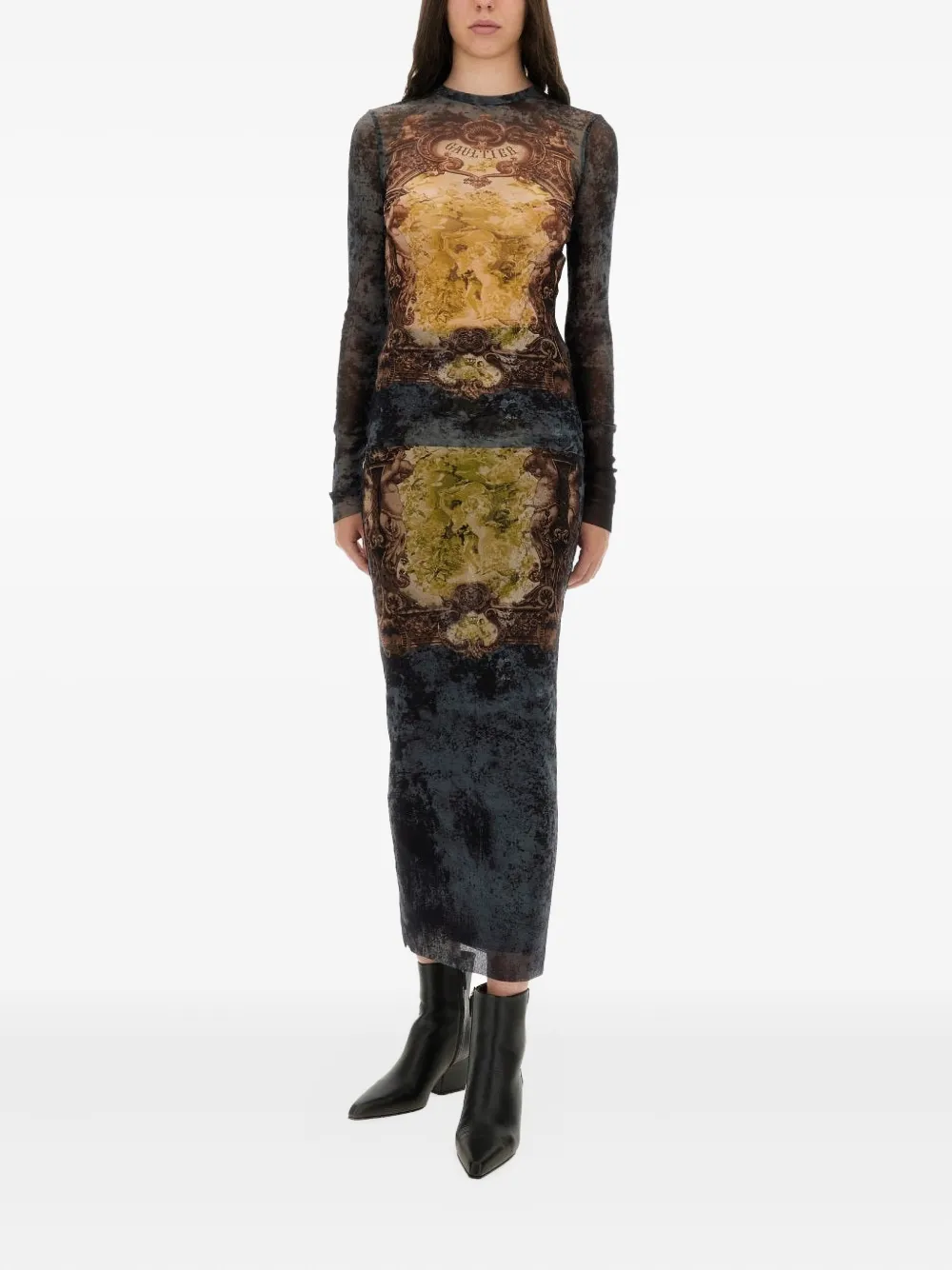 Jean Paul Gaultier Printed Long-sleeve T-shirt In Brown