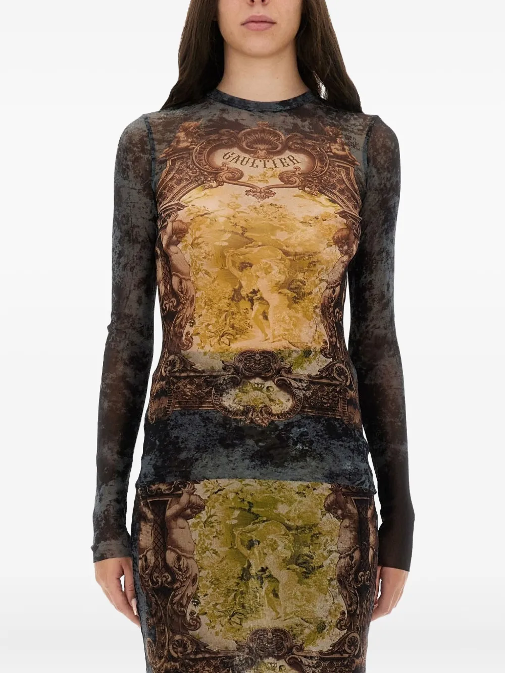 Jean Paul Gaultier Printed Long-sleeve T-shirt In Brown