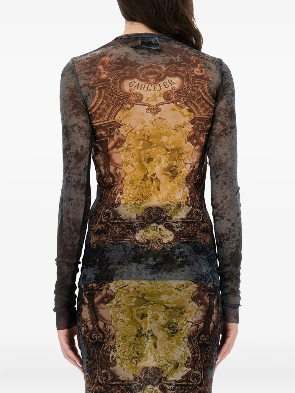 Jean Paul Gaultier Printed Long-sleeve T-shirt In Brown