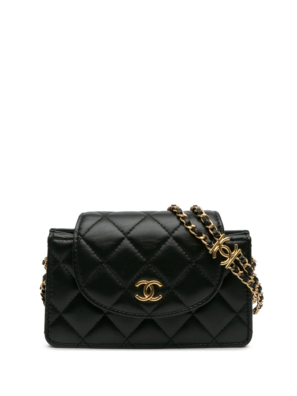 CHANEL Pre-Owned 2021-2025 Mini CC Quilted Lambskin Phone Holder On CHANEL Pre-Owned 2021-2025 Mini CC Quilted Lambskin Phone Holder On