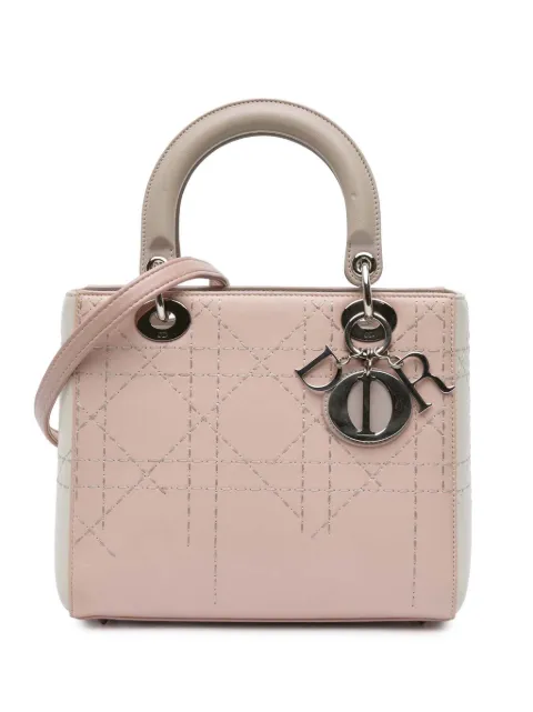 Christian Dior Pre-Owned 2014 Medium Bicolor Lambskin Macrocannage Stitched Lady Dior satchel