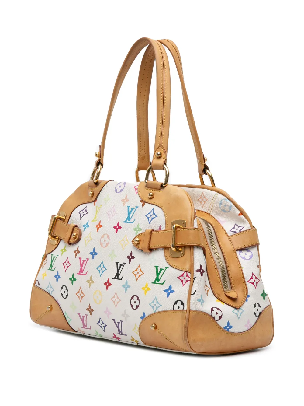 Pre-owned Louis Vuitton 2009 Monogram Multicolore Claudia Shoulder Bag In White