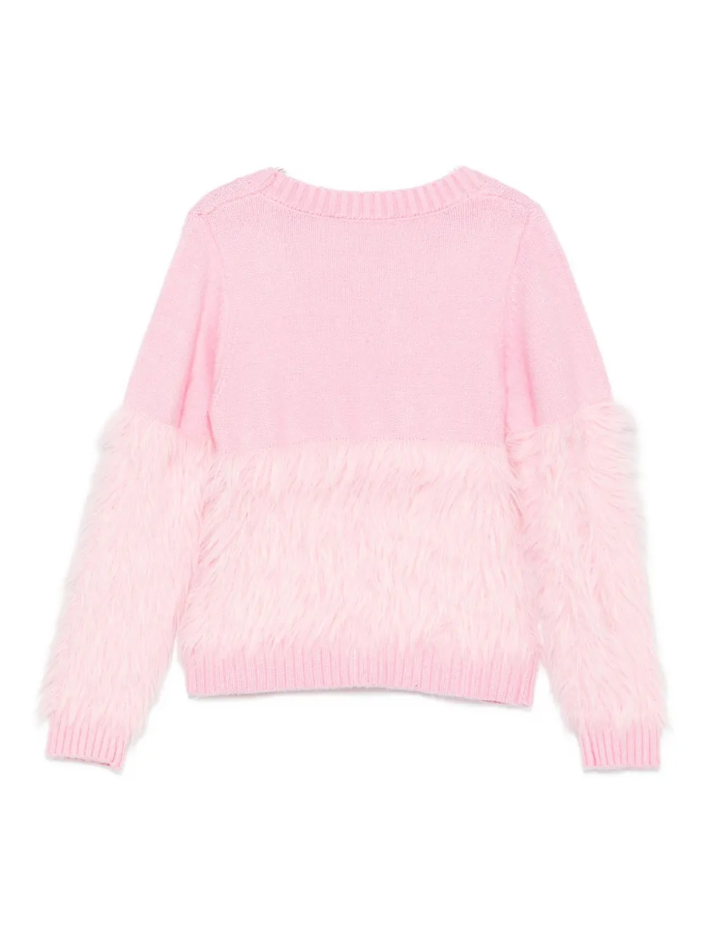 Monnalisa furry-trimmed knit cardigan Roze