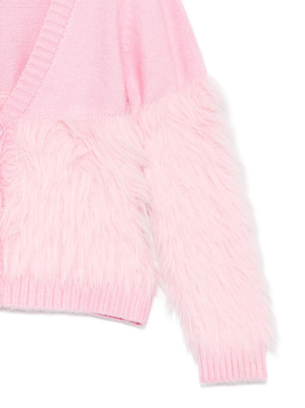 Monnalisa furry-trimmed knit cardigan Roze