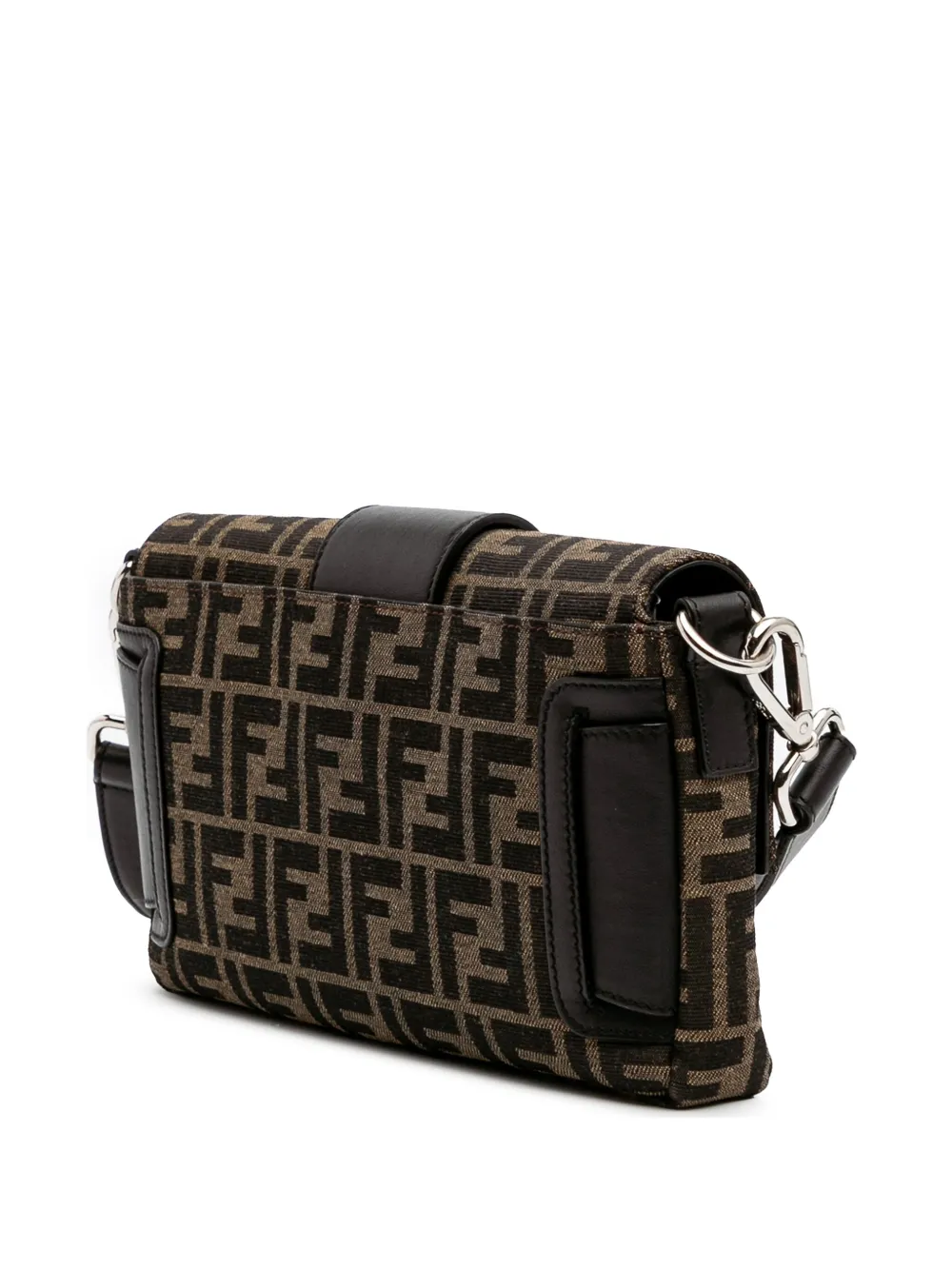 Pre-owned Fendi 2010-2025 Zucca Canvas Convertible Baguette Satchel Crossbody Bag In Brown