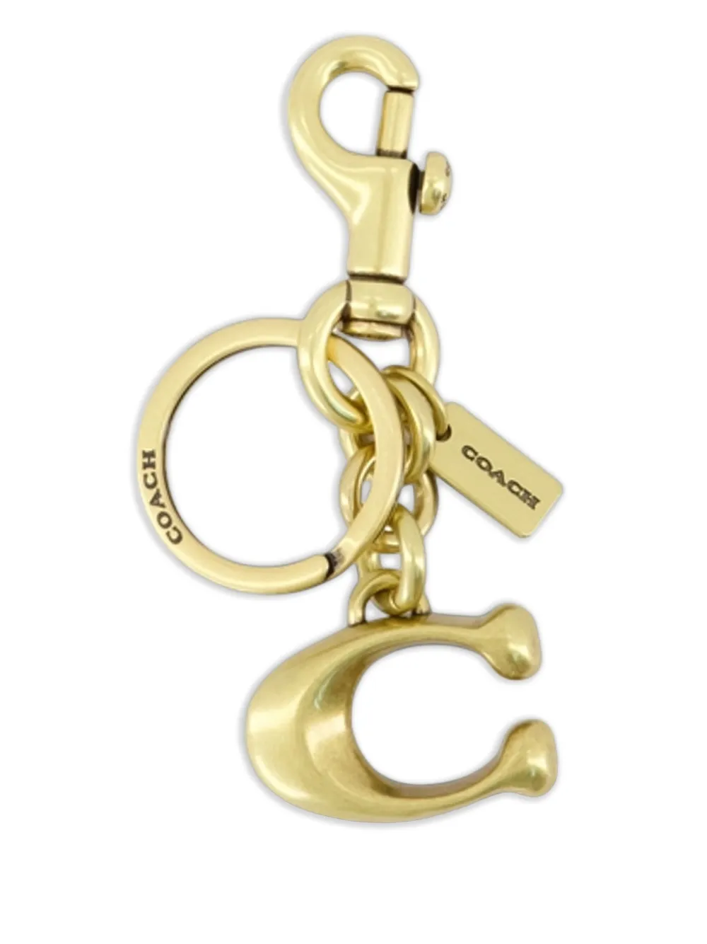 Coach Solid C logo-plaque keyring Goud