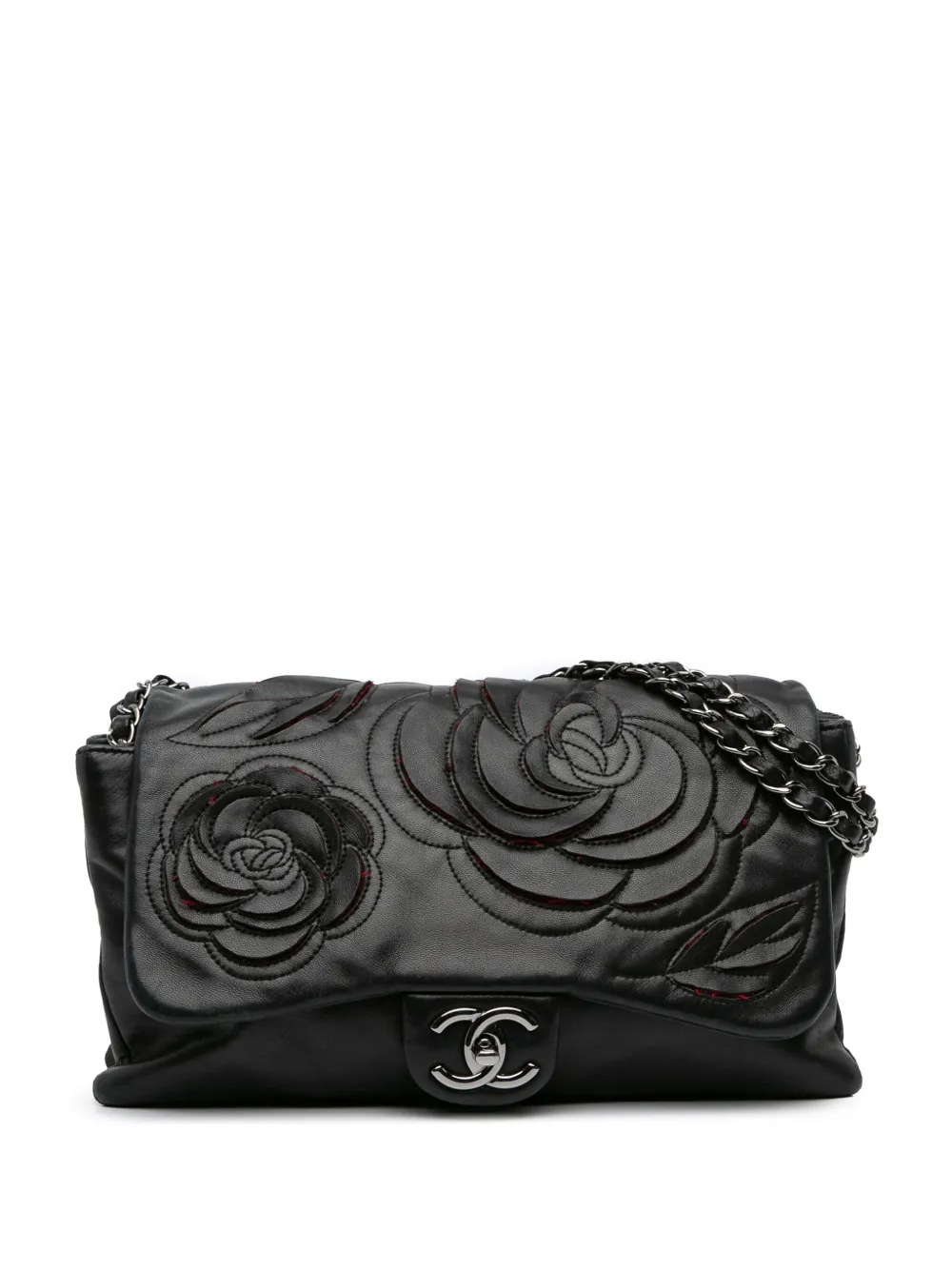 CHANEL Pre-Owned 2009-2010 Lambskin and Tweed Camellia Petals Flap CHANEL Pre-Owned 2009-2010 Lambskin and Tweed Camellia Petals Flap