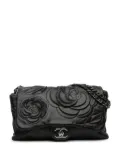CHANEL Pre-Owned 2009-2010 Lambskin and Tweed Camellia Petals Flap shoulder bag - Black