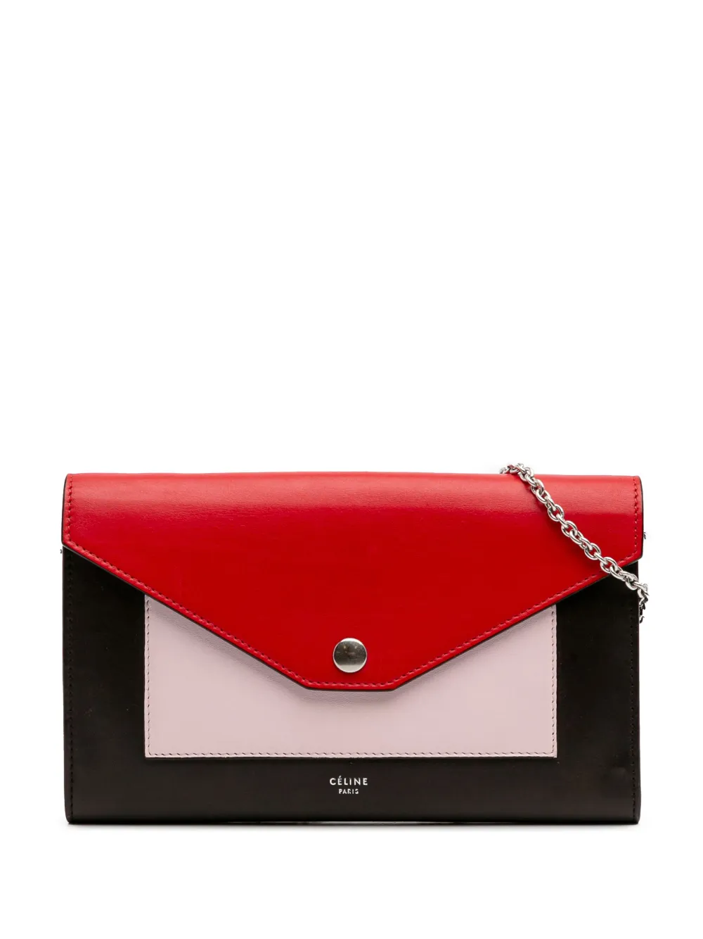 Céline Pre-Owned 2016 Tricolor Leather Pocket Envelope Wallet On Chain Céline Pre-Owned 2016 Tricolor Leather Pocket Envelope Wallet On Chain