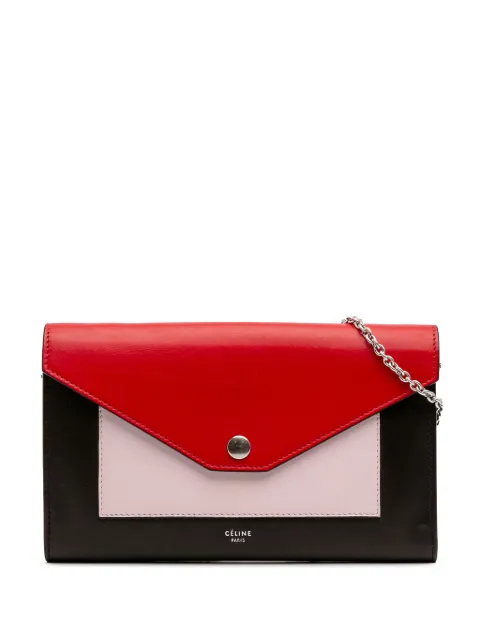 Celine Pre-Owned 2016 Tricolor Leather Pocket Envelope Wallet On Chain crossbody bag