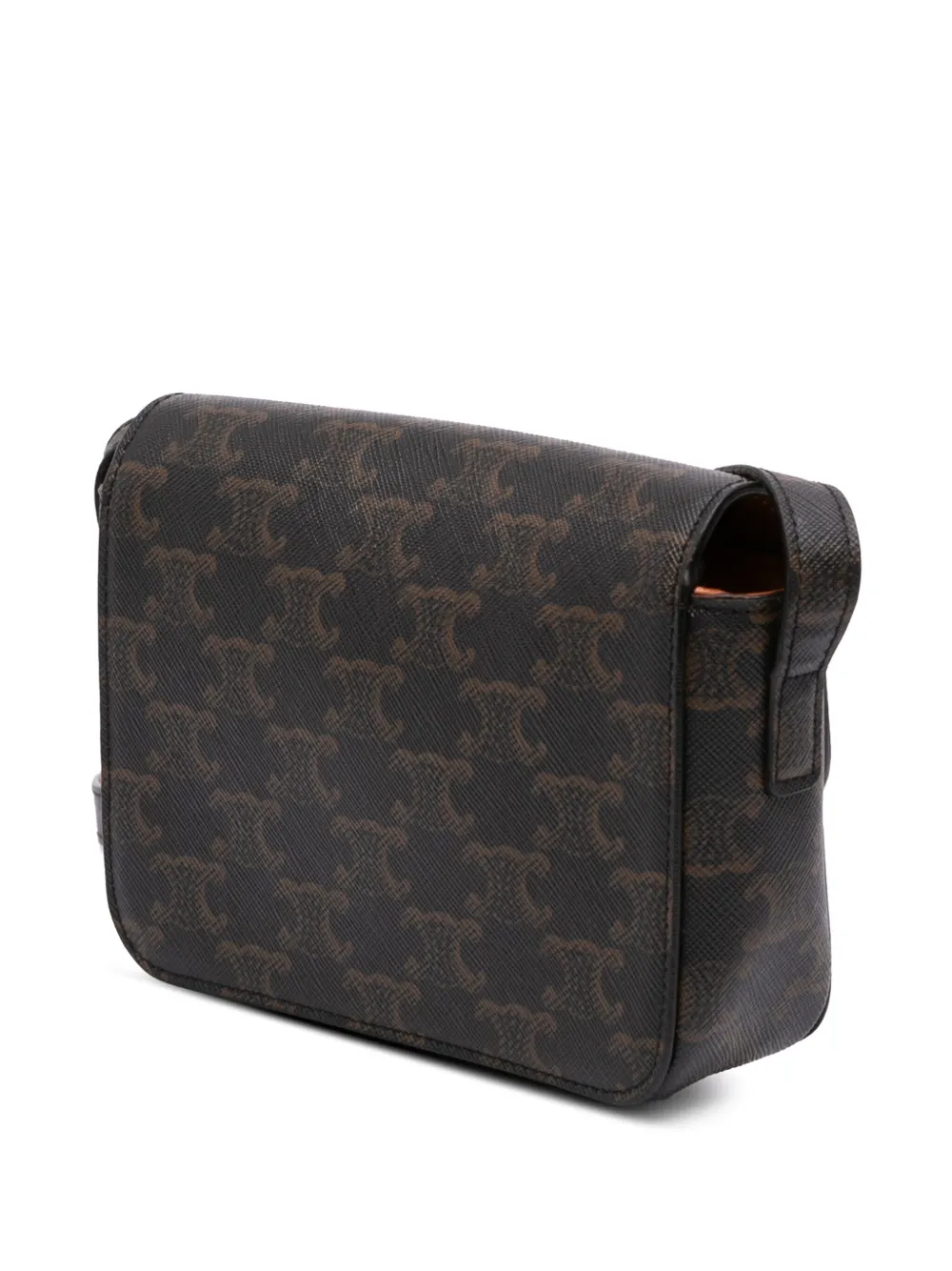 Pre-owned Celine 2019 Teen Triomphe Coated Canvas Triomphe Crossbody Bag In Brown