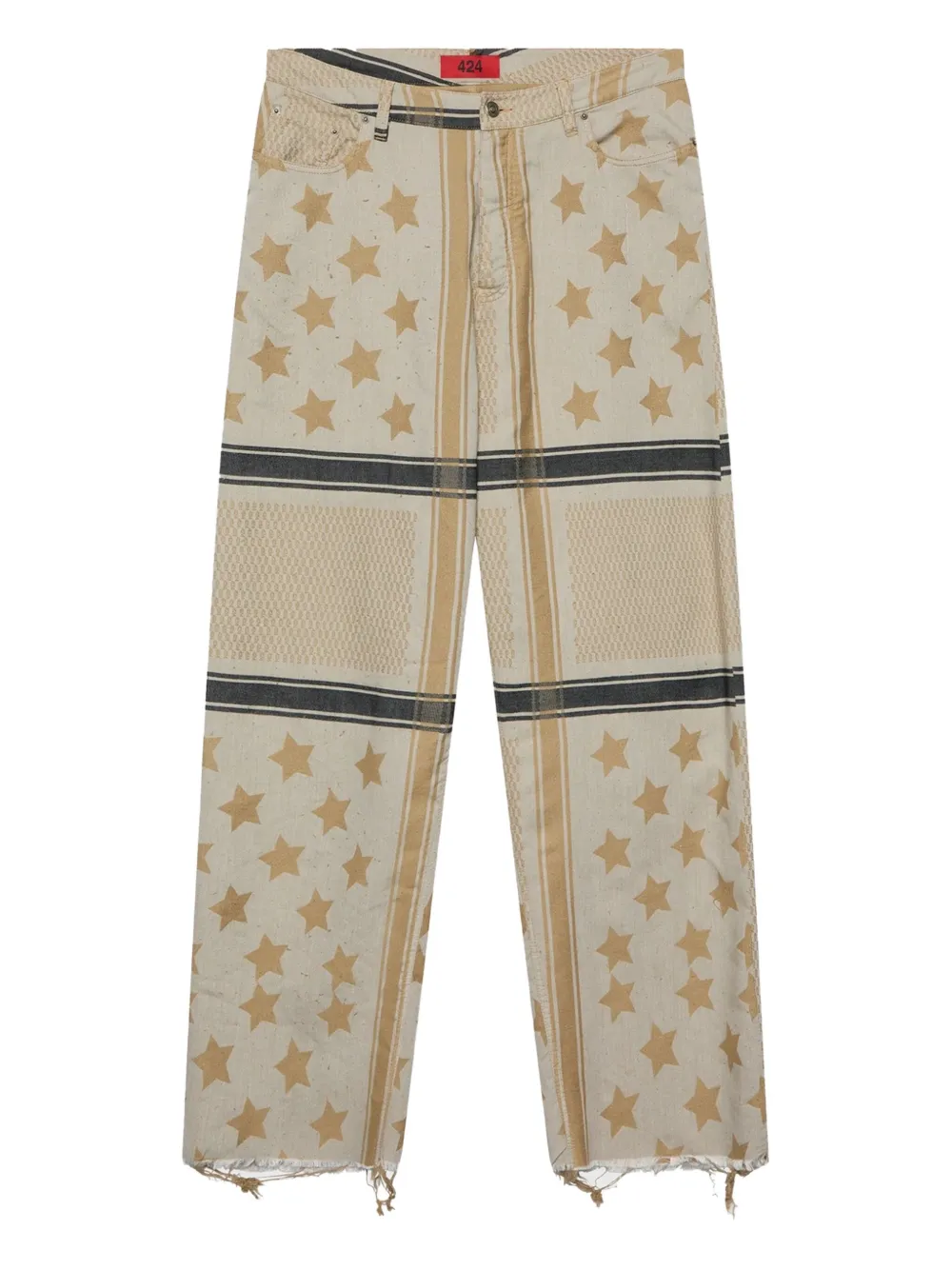 424 star-pattern frayed trousers Bruin