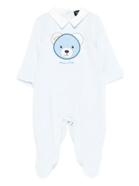 Monnalisa Teddy embroidered collared babygrow