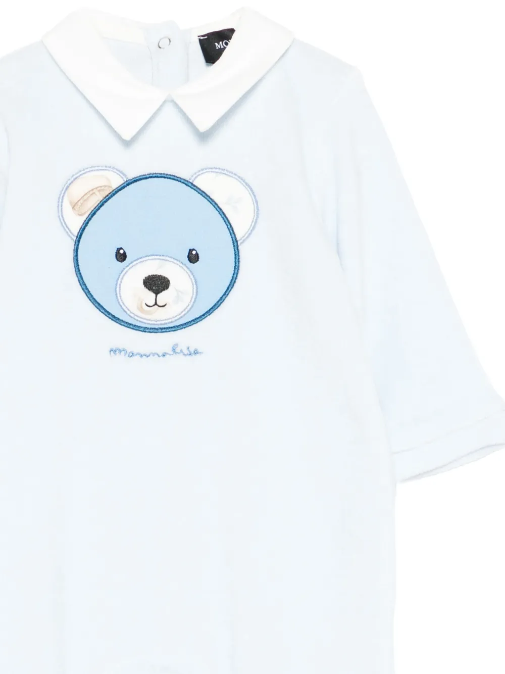 Monnalisa Teddy embroidered collared babygrow Blauw