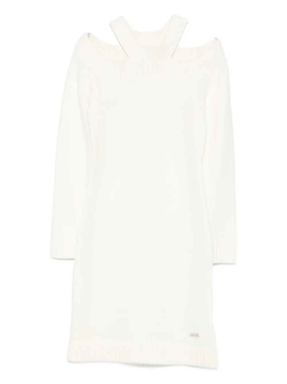 Monnalisa shoulder-cut knit dress Beige