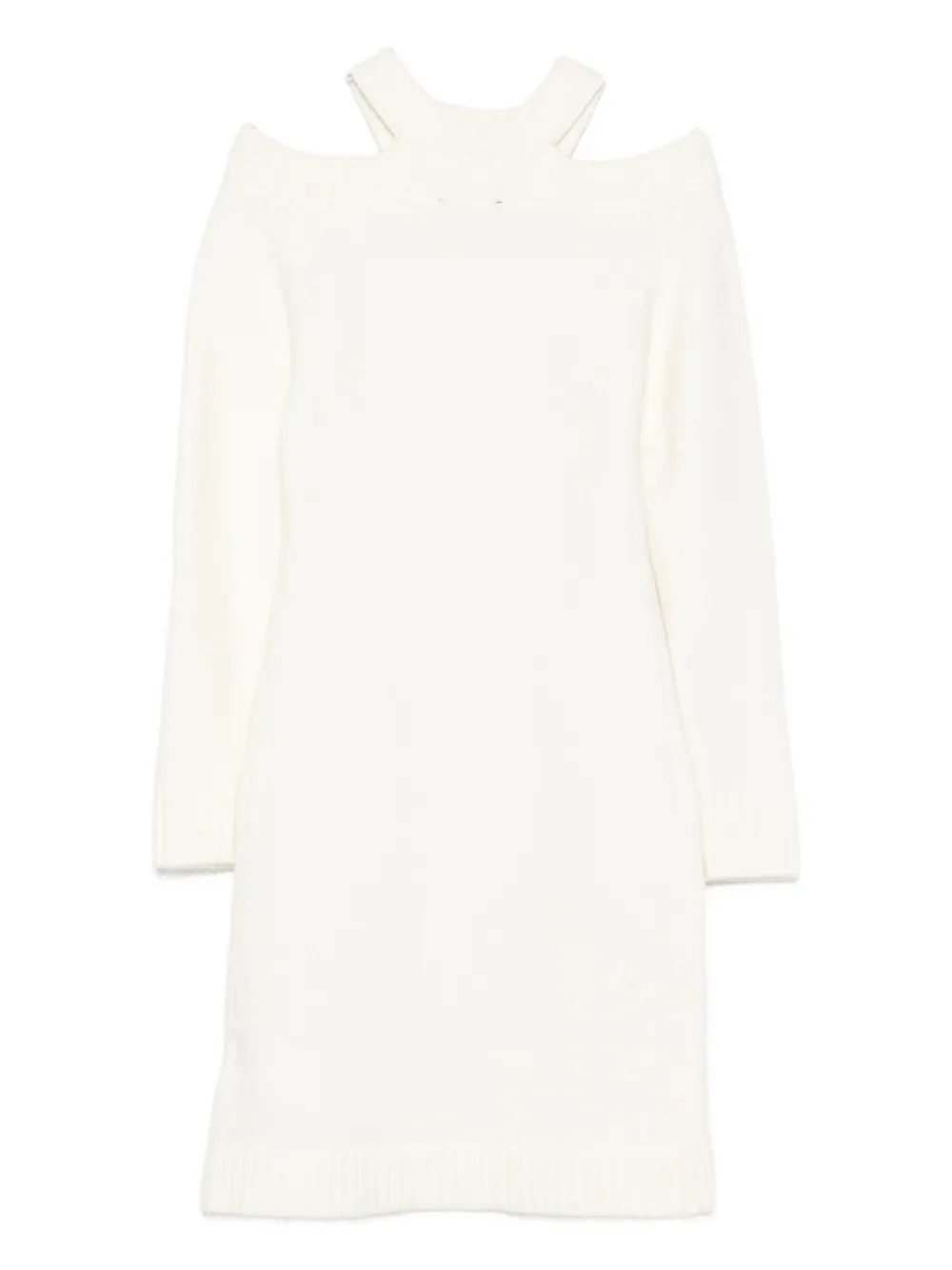 Monnalisa shoulder-cut knit dress Beige