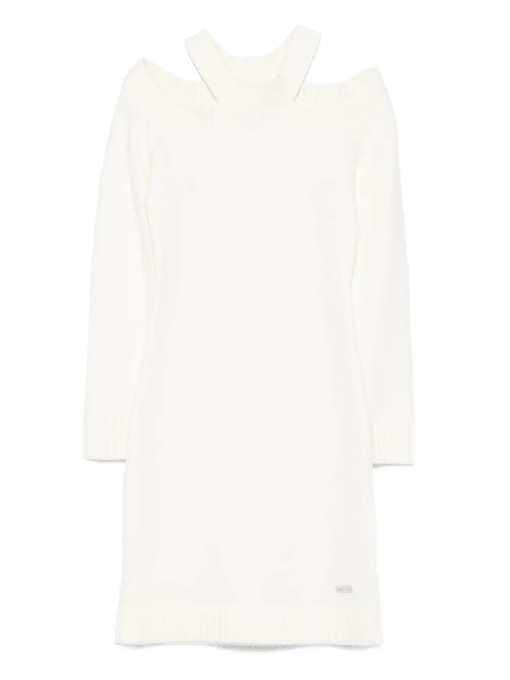 Monnalisa Gebreide jurk met uitgesneden schouders Beige